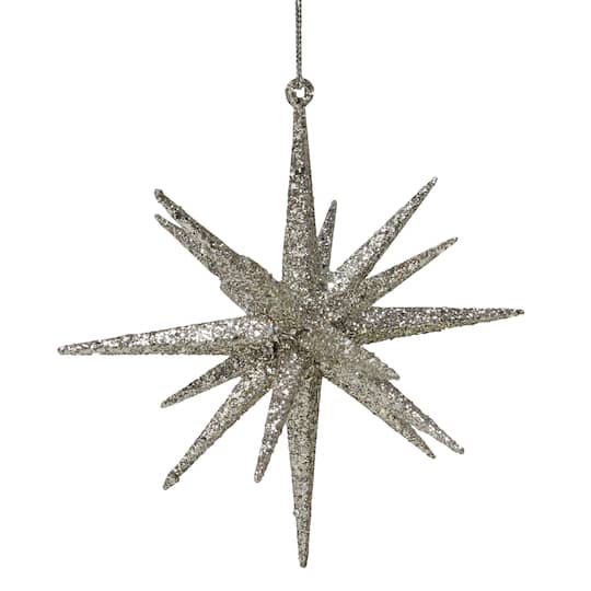 Sparkling Silver Glitter Starburst Ornament